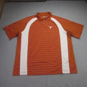 Texas Longhorns Polo‎ Shirt Mens XL Burnt Orange Striped Antigua NCAA Football